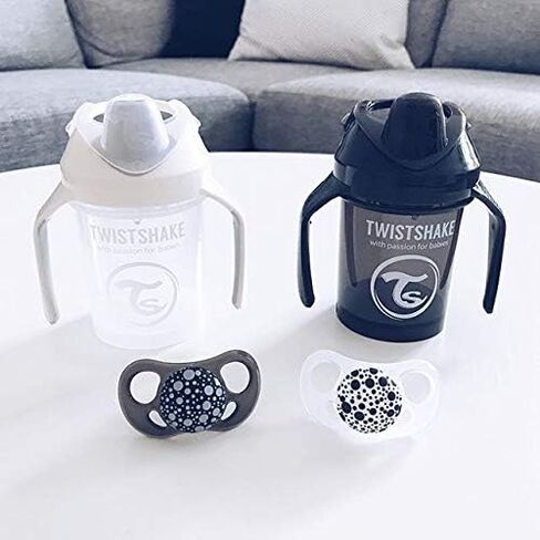 TWISTSHAKE Sippy Cups - Premium 230ml/8oz Toddler Sippy Cups for 4+ Months - Leak-Proof Design, Easy-Grip Bottle with Soft Sippy Spout, BPA Free - Black in Saudi Arabia