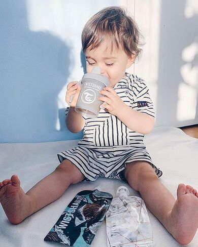 TWISTSHAKE Sippy Cups - Premium 230ml/8oz Toddler Sippy Cups for 4+ Months - Leak-Proof Design, Easy-Grip Bottle with Soft Sippy Spout, BPA Free - Black in Saudi Arabia