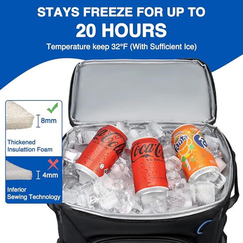 حقيبة ظهر Heytrip Cooler 36/54 Cans حقيبة تبريد معزولة مقاومة للماء للاحتفاظ بالبرودة لمدة 20 ساعة، مبرد مانع للتسرب مع حزام للصدر ومقصورات متعددة in Saudi Arabia