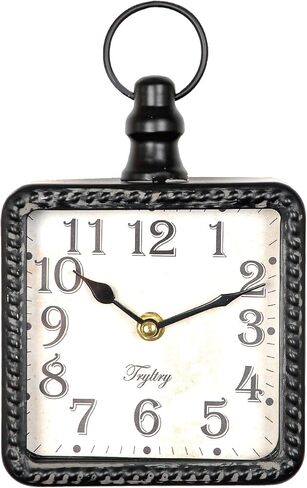 Retro Rectangle Small Wall Clock, Battery Operated Silent Black Vintage Decor Wall Clocks, Antique Old Design Style, for Farmhouse,Kitchen,Bedroom,Bathroom Black Rectangle… in Saudi Arabia