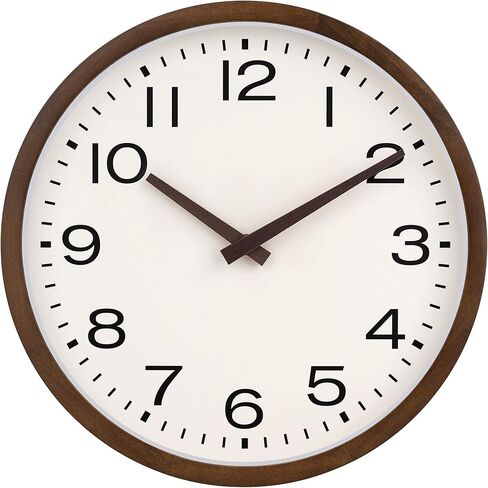Foxtop Wood Wall Clock 12 Inch Silent Non-Ticking Battery Operated Quartz Round Wooden Wall Clock Decorative for Kitchen Bedroom Living Room Home Office Decor in Saudi Arabia