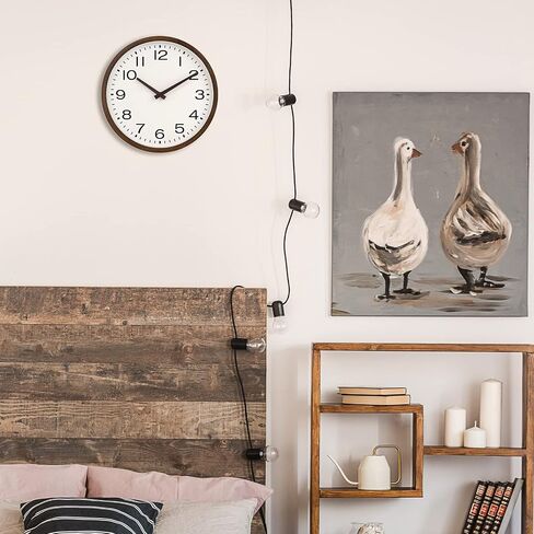Foxtop Wood Wall Clock 12 Inch Silent Non-Ticking Battery Operated Quartz Round Wooden Wall Clock Decorative for Kitchen Bedroom Living Room Home Office Decor in Saudi Arabia