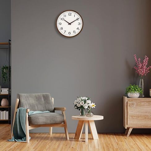 Foxtop Wood Wall Clock 12 Inch Silent Non-Ticking Battery Operated Quartz Round Wooden Wall Clock Decorative for Kitchen Bedroom Living Room Home Office Decor in Saudi Arabia