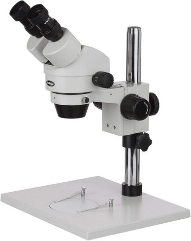 AmScope SM-1BX Professional Binocular Stereo Zoom Microscope, WH10x Eyepieces, 3.5X-45X Magnification, 0.7X-4.5X Zoom Objective, Ambient Lighting, Large Table Pillar Stand, Includes 0.5x Barlow Lens in Saudi Arabia