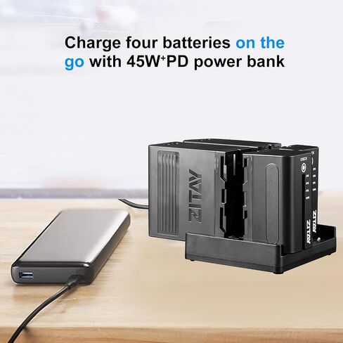 ZITAY 4-Channel USB C Fast Charging Station for Sony NP-F550, NP-F750, NP-F770, NP-F970 Batteries in Saudi Arabia