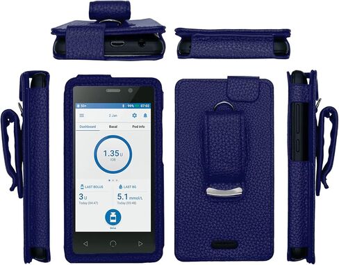 حافظة جلدية ملائمة مع واقي شاشة (تتضمن حلقة تسلق وحبل قصير) لجهاز Omnipod Dash PDM (مدير مرض السكري الشخصي) (أسود) in Saudi Arabia