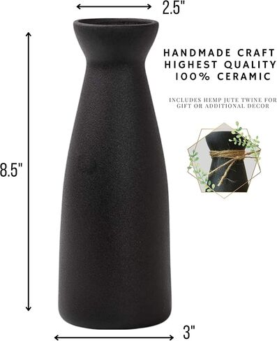 مزهرية سيراميك سوداء من W.Z WOODZIA لعشبة بامباس، نمط ديكور منزلي بوهو حديث، مثالية للزهور المجففة المزخرفة أو قطع مركزية لطاولة الطعام [لا تتضمن البامباس] (أسود)، WZ-2 in Kuwait