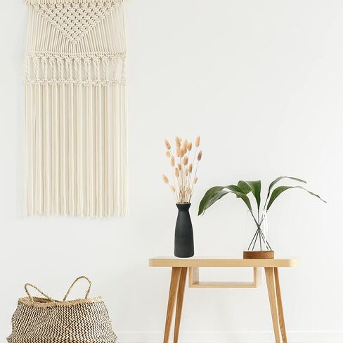 مزهرية سيراميك سوداء من W.Z WOODZIA لعشبة بامباس، نمط ديكور منزلي بوهو حديث، مثالية للزهور المجففة المزخرفة أو قطع مركزية لطاولة الطعام [لا تتضمن البامباس] (أسود)، WZ-2 in Kuwait