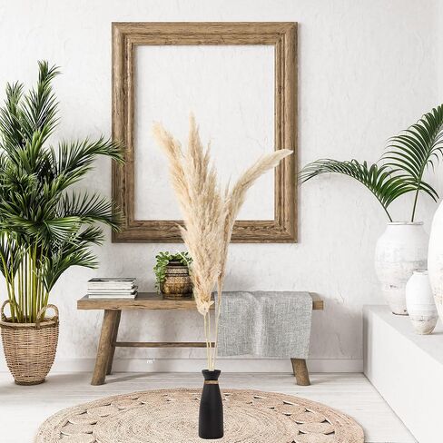 مزهرية سيراميك سوداء من W.Z WOODZIA لعشبة بامباس، نمط ديكور منزلي بوهو حديث، مثالية للزهور المجففة المزخرفة أو قطع مركزية لطاولة الطعام [لا تتضمن البامباس] (أسود)، WZ-2 in Kuwait