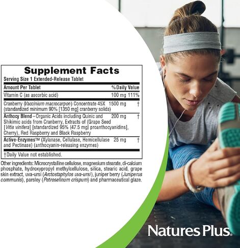 NaturesPlus Herbal Actives Ultra Cranberry, Extended Release - 1500 mg, 30 Vegetarian Tablets - Prescription Quality Supplement, Promotes Urinary Tract Health - Gluten-Free - 30 Servings in Saudi Arabia