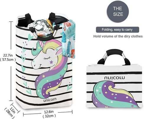 senya Large Storage Basket Collapsible Organizer Bin Laundry Hamper for Nursery Clothes Toys, Unicorn Head in Flowers in Saudi Arabia
