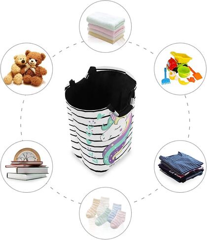 senya Large Storage Basket Collapsible Organizer Bin Laundry Hamper for Nursery Clothes Toys, Unicorn Head in Flowers in Saudi Arabia