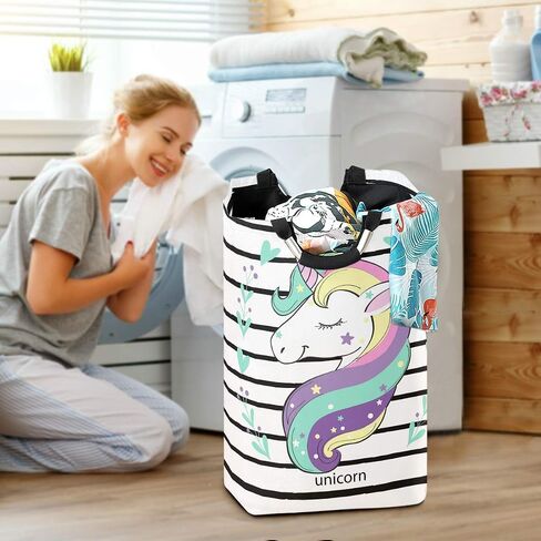 senya Large Storage Basket Collapsible Organizer Bin Laundry Hamper for Nursery Clothes Toys, Unicorn Head in Flowers in Saudi Arabia
