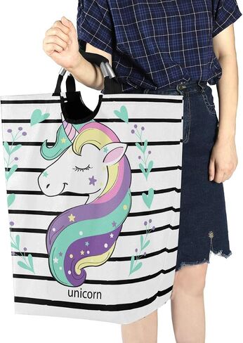 senya Large Storage Basket Collapsible Organizer Bin Laundry Hamper for Nursery Clothes Toys, Unicorn Head in Flowers in Saudi Arabia