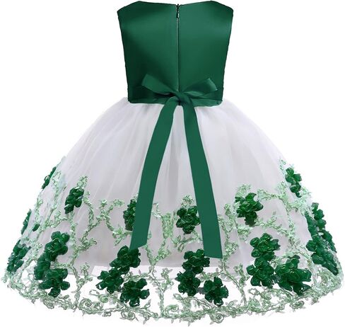 NSSMWTTC 2-9T Flower Girls Wedding Embroidery Dresses Toddler Christmas Easter Pgeant Dress with Necklace in Kuwait