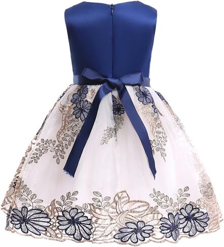 NSSMWTTC 2-9T Flower Girls Wedding Embroidery Dresses Toddler Christmas Easter Pgeant Dress with Necklace in Kuwait