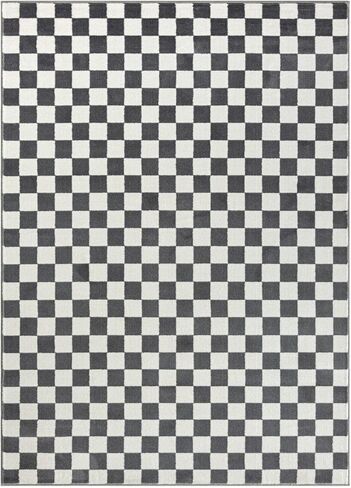 Luxe Weavers Modern Checkered Area Rug Black 2x3 Stain Resistant Hallway Carpet in Kuwait