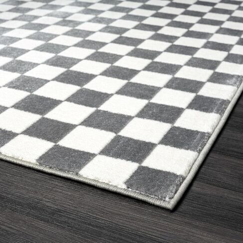 Luxe Weavers Modern Checkered Area Rug Black 2x3 Stain Resistant Hallway Carpet in Kuwait