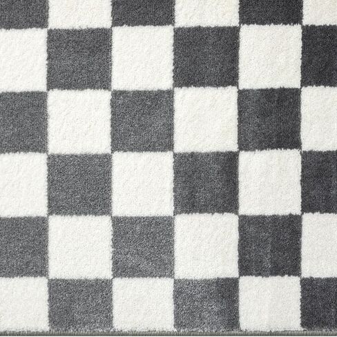 Luxe Weavers Modern Checkered Area Rug Black 2x3 Stain Resistant Hallway Carpet in Kuwait