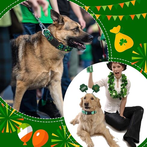 Sadnyy 6 Pcs Holiday St. Patrick's Day Dog Collars with Safety Plastic Buckle Adjustable Easter Day Cute Pet Collar for Female and Male Large Small Medium Dogs(M Size) in Kuwait