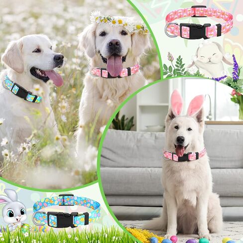 Sadnyy 6 Pcs Holiday St. Patrick's Day Dog Collars with Safety Plastic Buckle Adjustable Easter Day Cute Pet Collar for Female and Male Large Small Medium Dogs(M Size) in Kuwait