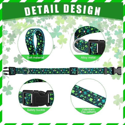 Sadnyy 6 Pcs Holiday St. Patrick's Day Dog Collars with Safety Plastic Buckle Adjustable Easter Day Cute Pet Collar for Female and Male Large Small Medium Dogs(M Size) in Kuwait