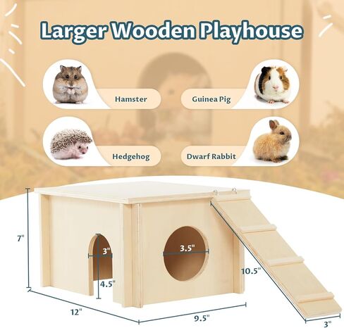 متاهة الهامستر المكونة من 6 غرف من بيتست فيت، بيت هامستر خشبي مع غطاء أكريليك شفاف، ألعاب مخبأ واستكشاف الأنفاق لفئران الهامستر والجربوع in Kuwait