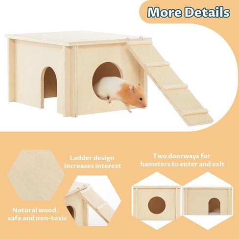 متاهة الهامستر المكونة من 6 غرف من بيتست فيت، بيت هامستر خشبي مع غطاء أكريليك شفاف، ألعاب مخبأ واستكشاف الأنفاق لفئران الهامستر والجربوع in Kuwait