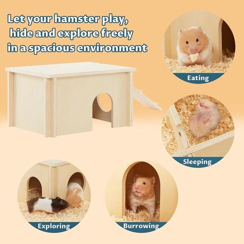 متاهة الهامستر المكونة من 6 غرف من بيتست فيت، بيت هامستر خشبي مع غطاء أكريليك شفاف، ألعاب مخبأ واستكشاف الأنفاق لفئران الهامستر والجربوع in Kuwait