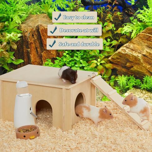 متاهة الهامستر المكونة من 6 غرف من بيتست فيت، بيت هامستر خشبي مع غطاء أكريليك شفاف، ألعاب مخبأ واستكشاف الأنفاق لفئران الهامستر والجربوع in Kuwait