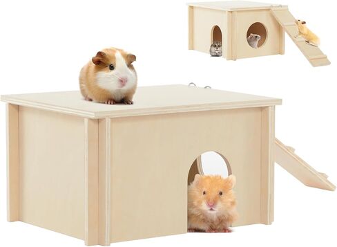 متاهة الهامستر المكونة من 6 غرف من بيتست فيت، بيت هامستر خشبي مع غطاء أكريليك شفاف، ألعاب مخبأ واستكشاف الأنفاق لفئران الهامستر والجربوع in Kuwait
