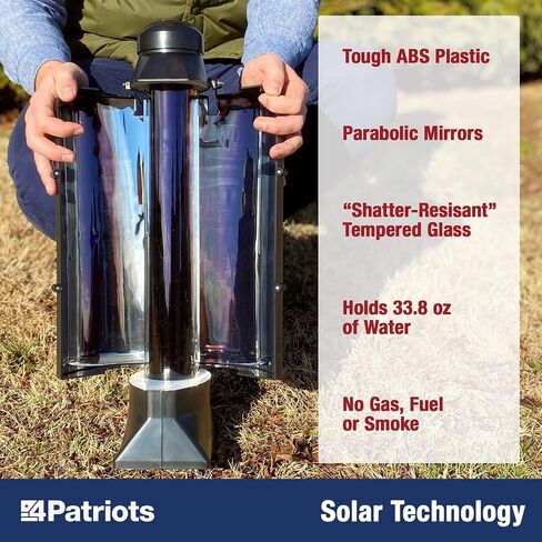 4Patriots Sun Kettle Personal Water Heater: Portable Thermos Boils Water Using The Sun, Thermal Flask For Camping, Hunting, Backpacking & Survival, Solar Powered, Lightweight & Gas & Electricity Free in Kuwait