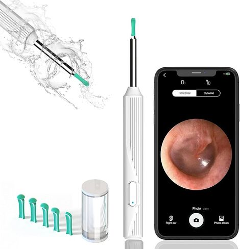 إزالة شمع الأذن من فيرنيش، منظف الأذن مع الكاميرا، مجموعة تنظيف الأذن بإضاءة لاسلكية قابلة لإعادة الشحن، مجموعة تنظيف الأذن لهواتف iPhone وiPad وهواتف Android (أبيض) in Kuwait