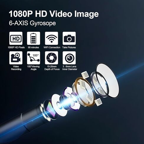 إزالة شمع الأذن من فيرنيش، منظف الأذن مع الكاميرا، مجموعة تنظيف الأذن بإضاءة لاسلكية قابلة لإعادة الشحن، مجموعة تنظيف الأذن لهواتف iPhone وiPad وهواتف Android (أبيض) in Kuwait