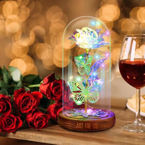 هدايا عيد الحب من MAIAGO لها، وردة فراشة المجرة في قبة زجاجية، تضيء إلى الأبد هدايا الورد الأرجواني للنساء والأم والجدة والزوجة، هدايا عيد الميلاد والذكرى السنوية للزفاف in Kuwait