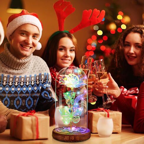 هدايا عيد الحب من MAIAGO لها، وردة فراشة المجرة في قبة زجاجية، تضيء إلى الأبد هدايا الورد الأرجواني للنساء والأم والجدة والزوجة، هدايا عيد الميلاد والذكرى السنوية للزفاف in Kuwait