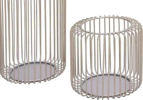 Deco 79 Metal Cage Style Pillar Candle Lantern, Set of 3 11", 9", 6"H, Silver in Saudi Arabia