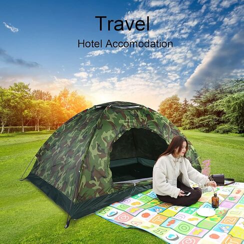 Outdoor Tent, 2 Persons 40 UV Protection Tent Waterproof Camouflage Portable Tent for Camping Hiking Bicycle and Spare Parts in Saudi Arabia