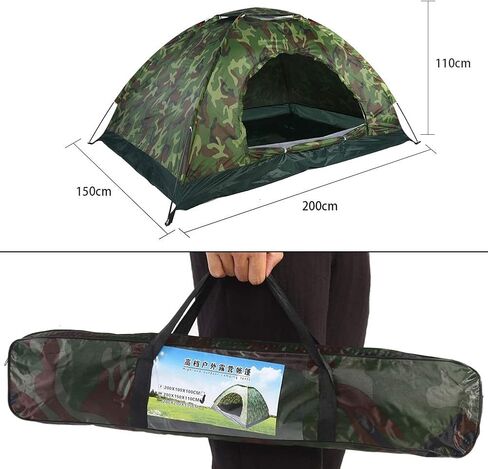 Outdoor Tent, 2 Persons 40 UV Protection Tent Waterproof Camouflage Portable Tent for Camping Hiking Bicycle and Spare Parts in Saudi Arabia