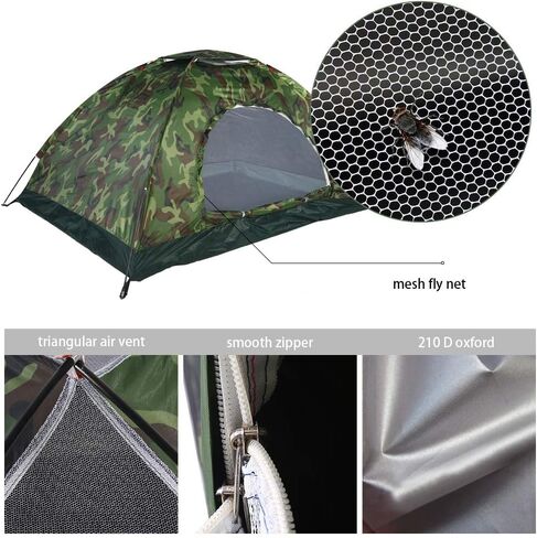 Outdoor Tent, 2 Persons 40 UV Protection Tent Waterproof Camouflage Portable Tent for Camping Hiking Bicycle and Spare Parts in Saudi Arabia