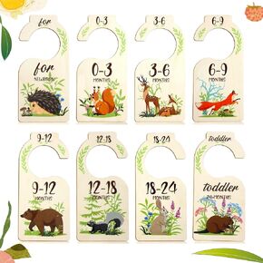 فواصل خزانة الاطفال، منظم ملابس الاطفال، فواصل ملابس الاطفال للخزانة، 8 قطع مزدوجة الجوانب بنمط حيوانات خشبية، منظم ملابس الاطفال الرضع بحجم جميل للبنات والاولاد in Kuwait