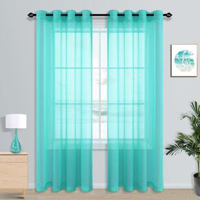 Black Sheer Curtains 45 Inches Long for Kitchen Bedroom Basement Window 2 Panels Grommet Faux Linen Semi Translucent Short Curtains for Small Windows Bathroom 45 Inch Length Halloween Gothic Decor in Kuwait