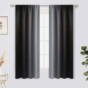 Yakamok Light Blocking Ombre Curtains, Room Darkening Thermal Insulated Gradient Color Curtains, Rod Pocket Window Drapes for Living Room/Bedroom (Blue and Greyish White, 2 Panels, 52W x 84L Inch) in Kuwait