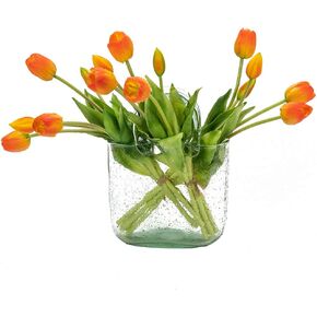 15pcs Artificial Tulips Flowers, Real Touch Latex Bouquet, Fake Tulips for Office Wedding Party Home Kitchen Garden Decoration(Deep Purple,15pcs)