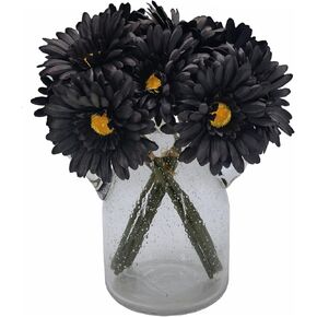 TOPIA Artificial African Daisies Flowers African Daisy Silk Flowers Artificial Gerbera Daisies Pack of 10 (Black)