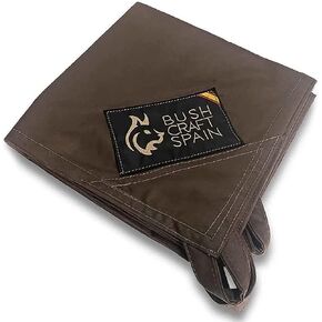 BUSHCRAFTSPAIN Waterproof Oilskin Tarp 6’6’’ x 4’8’’ - Brown Waxed Cotton Canvas Shelter for Survival, Bushcraft and Camping -Lightweight - Made in Spain in Kuwait