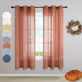 Cream Curtains 38 Inch Width for Kitchen Farmhouse 2 Panels Set Grommet Ring Top Natural Linen Textured Semi Sheer Beige Curtains for Bathroom Window Door Entryway Decor Wide 38 x 45 Inch Length in Kuwait