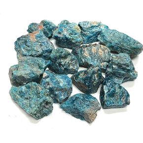 مجموعة Zentron Crystal: أحجار أباتيت زرقاء كبيرة مقاس 1 بوصة وأحجار خشنة طبيعية وحقيبة مخملية أباتيت أزرق كبيرة أحجار خشنة طبيعية مقاس 1 بوصة وحقيبة مخملية (1/2 رطل)
