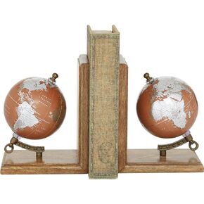 Deco 79 Wood Globe Bookends, Set of 2 7", 7"H, Brown in Kuwait