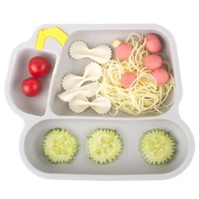 Baby Plate - Toddler Plate with Suction - 100% Food-Grade Silicone Divided Dinner Plates - Portable Non Slip - Microwave & Dishwasher Safe